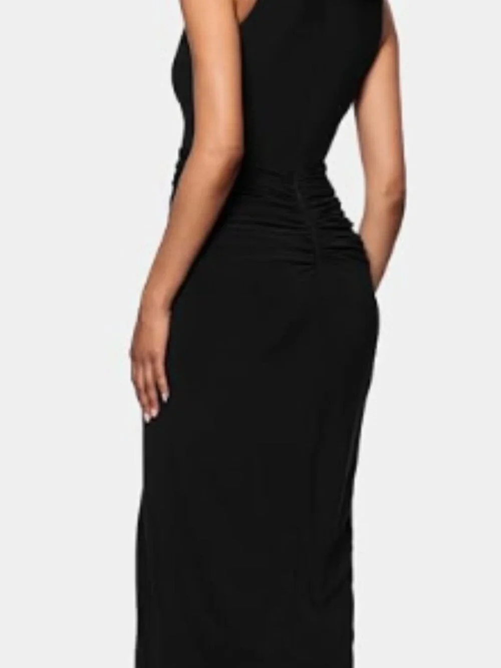 Betsy & Adam Women's Long Stretchy Sleeveless V-Neck Ruched Wrap Dress 2PETITE - Picture 3 of 5